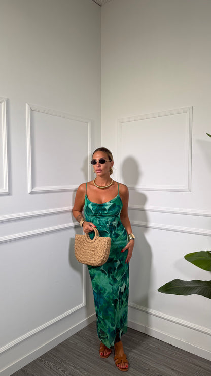 Abito midi in chiffon verde 33287