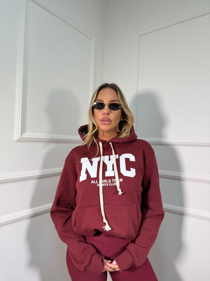 Felpa in pile NYC bordeaux