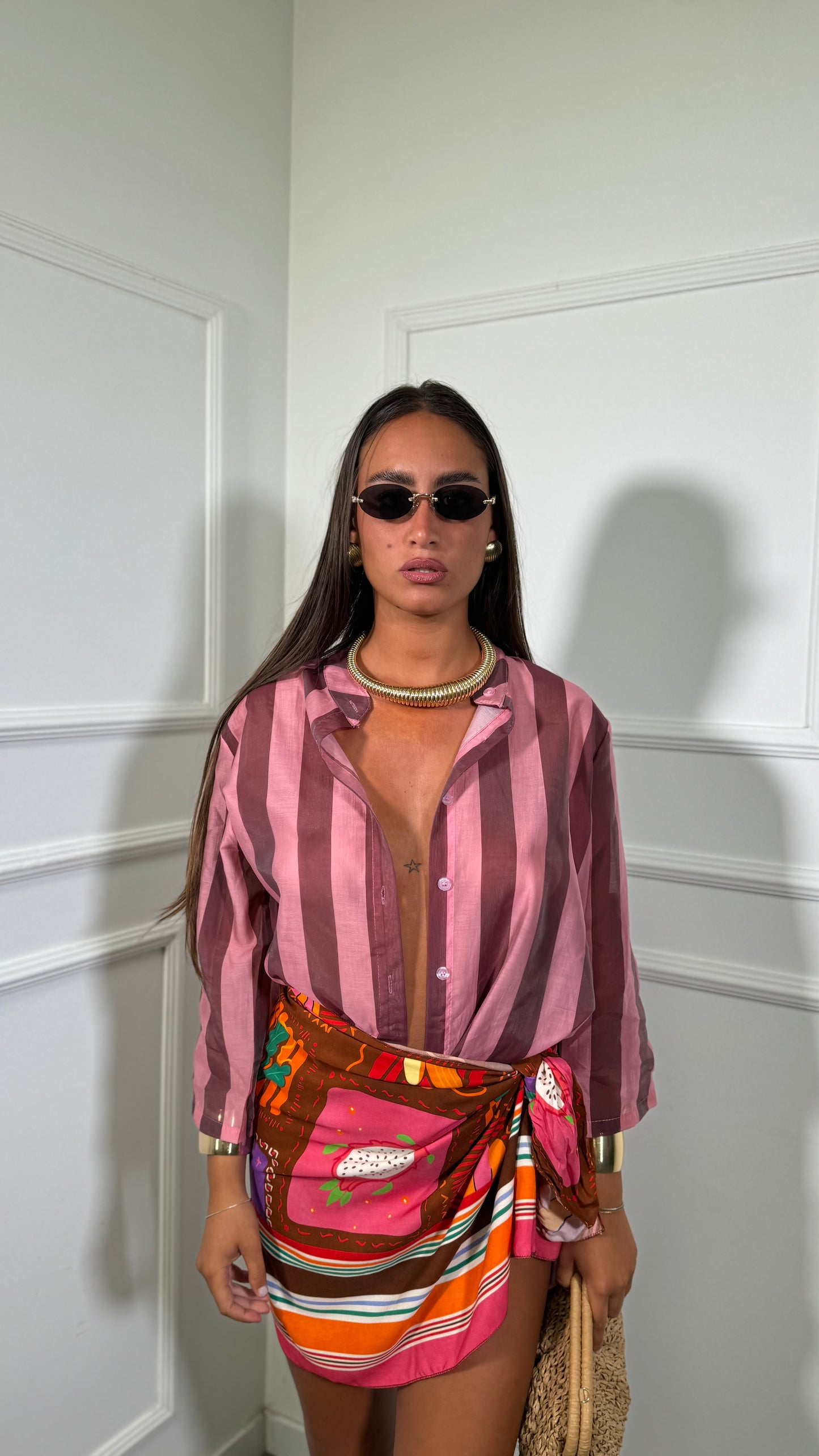 Pareo con banane Bahamas marrone/rosa 30296