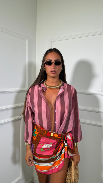 Pareo con banane Bahamas marrone/rosa 30296