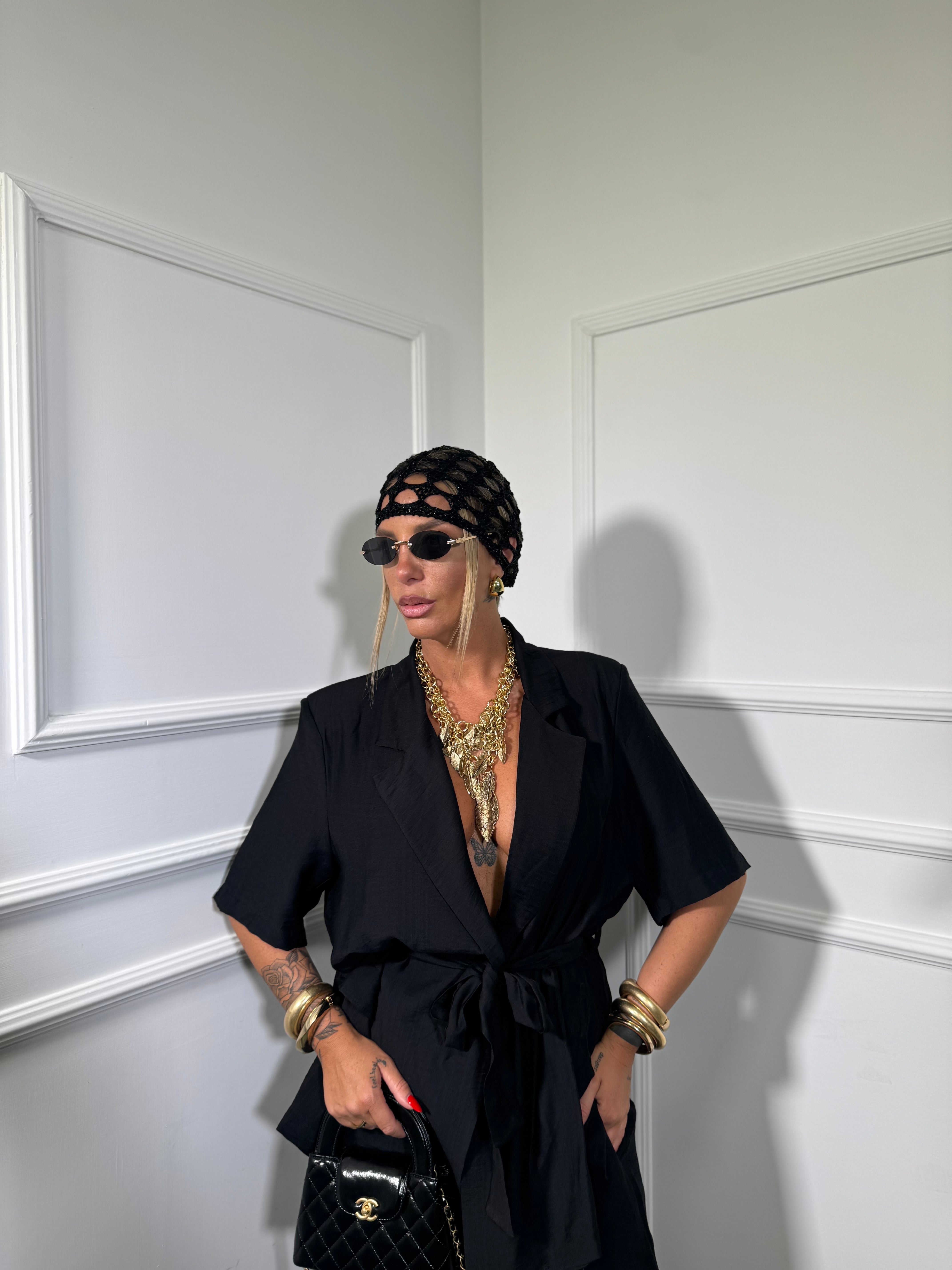 Tailleur in viscosa (curvy) Glenda nero 250624