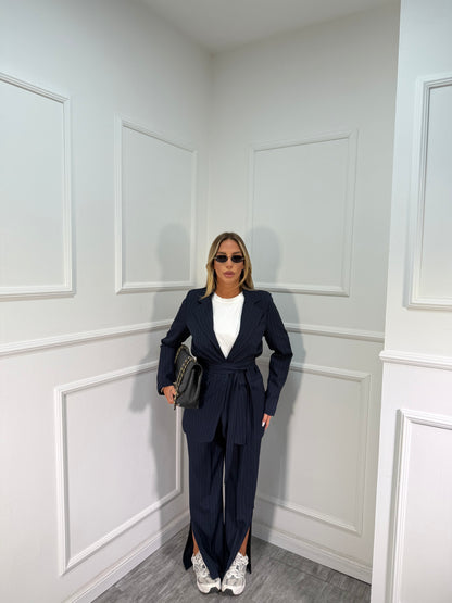 Tailleur gessato Camy blu navy a0461