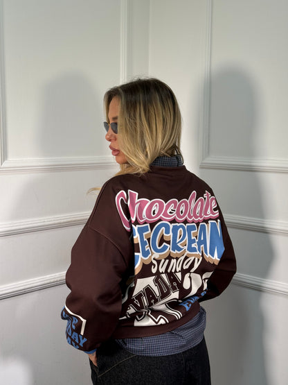 Felpa oversize Chocolate cacao m6023