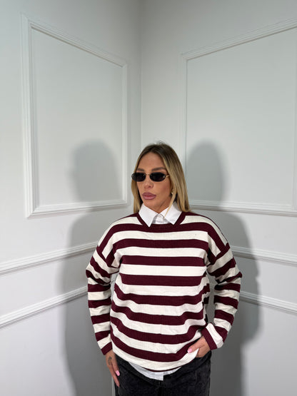 Maglioncino lana rasata Amber bordeaux 3612