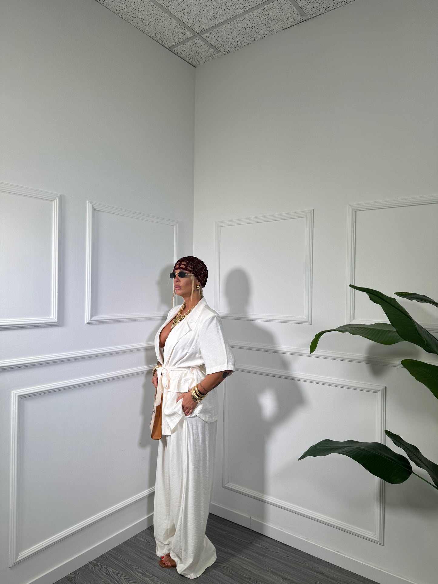 Tailleur in viscosa (curvy) Glenda panna 250624