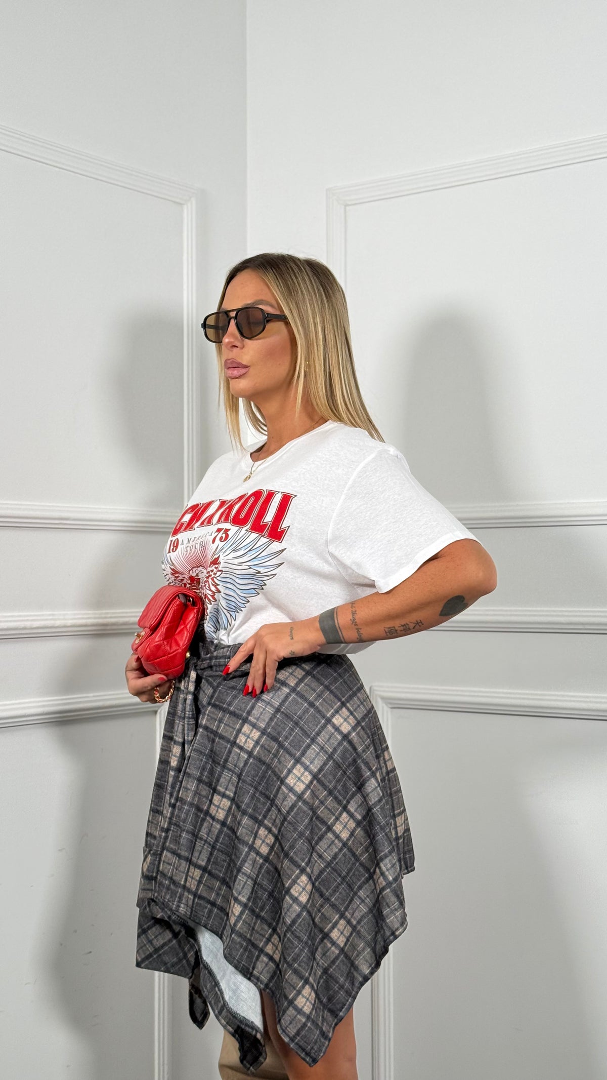 T-shirt oversize Rock N Roll bianca