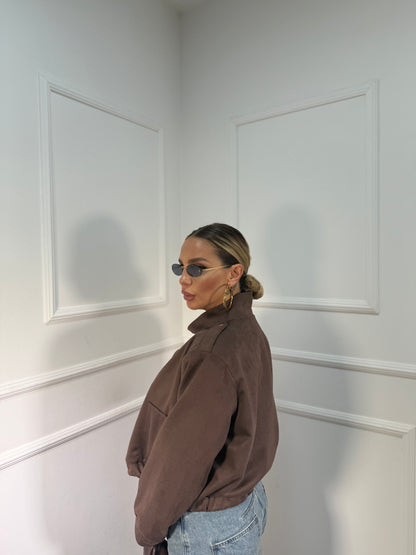 Bomber crop eco camoscio marrone Darling 5662