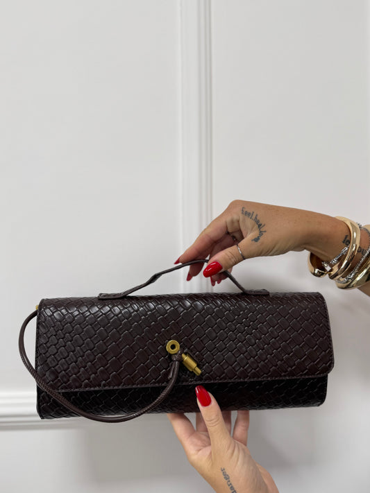 Clutch in ecopelle Bucket cioccolato