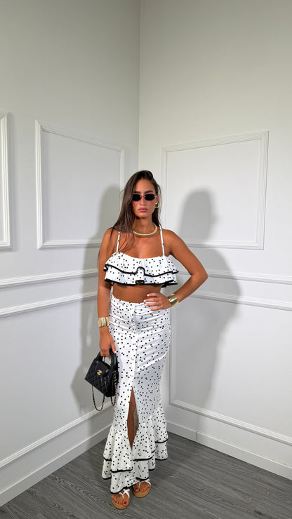 Coordinato in lycra a pois Liasty bianco 6914