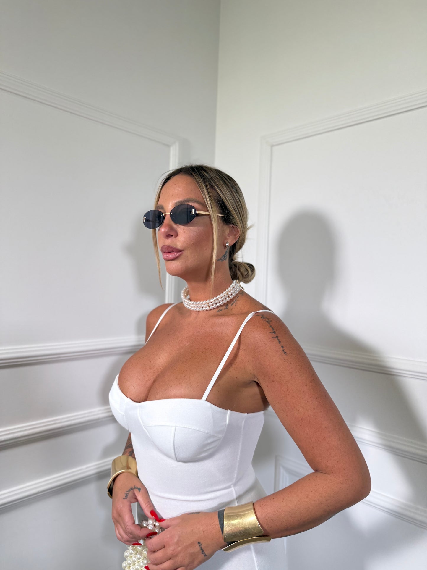 Abito midi con rouges Farsha bianco 2341