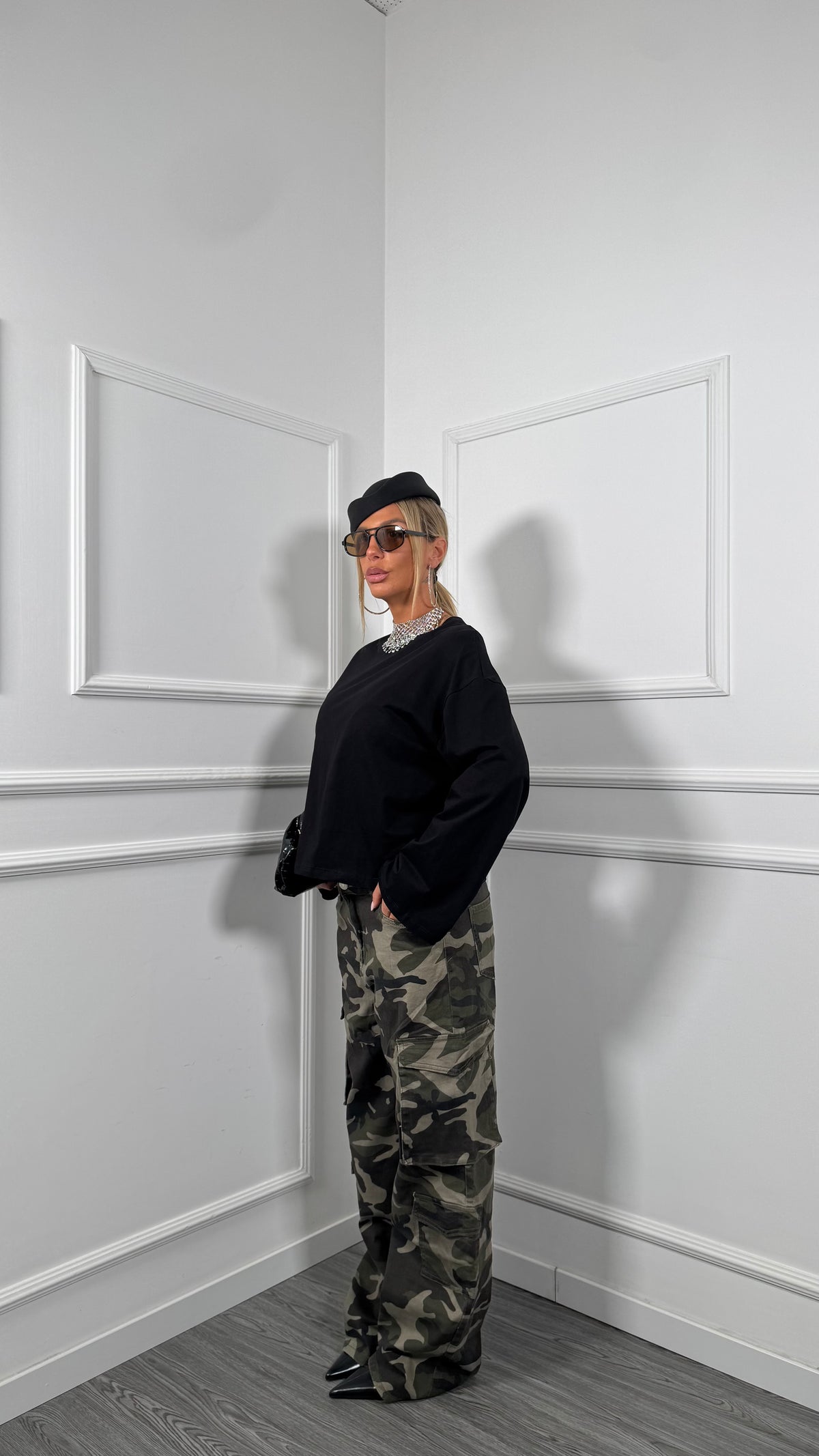 Jeans palazzo Curvy militare Goodies dj2640