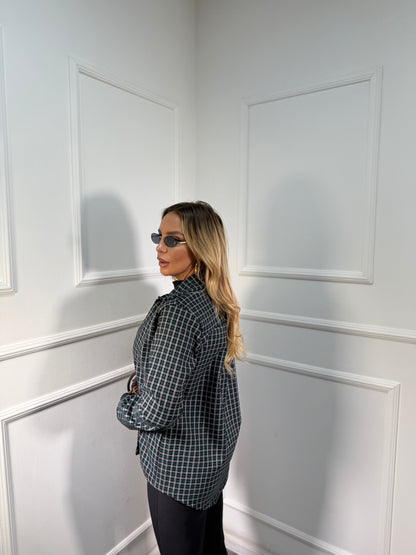 Camicia a quadretti verde/grigio 90202