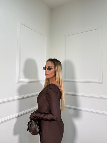 Jumpsuit in lycra con spalline Vania cioccolato 30659