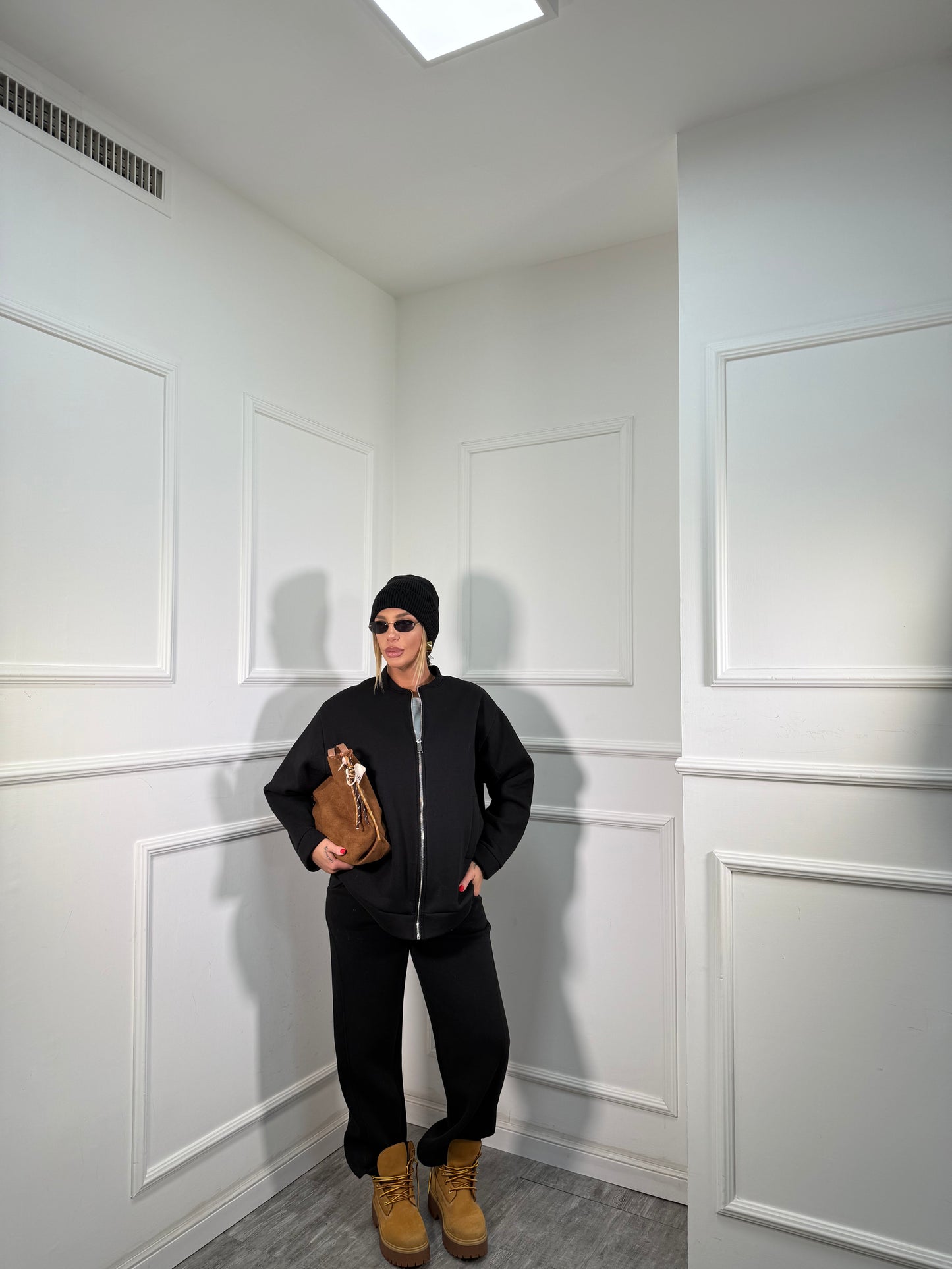 Coordinato tuta in pile Stoccolma nero 22663