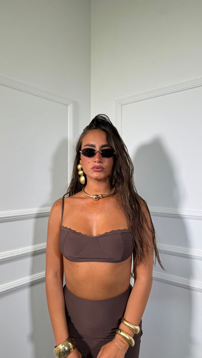 Coordinato in lycra Leonyssi cioccolato 16722