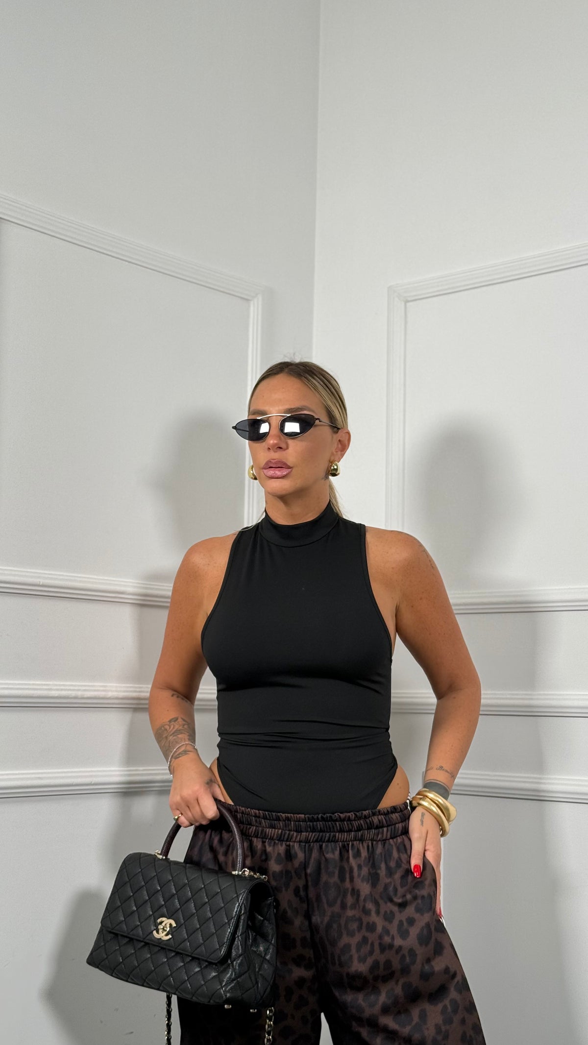 Body in lycra scollo olimpionico Eryn nero 22704