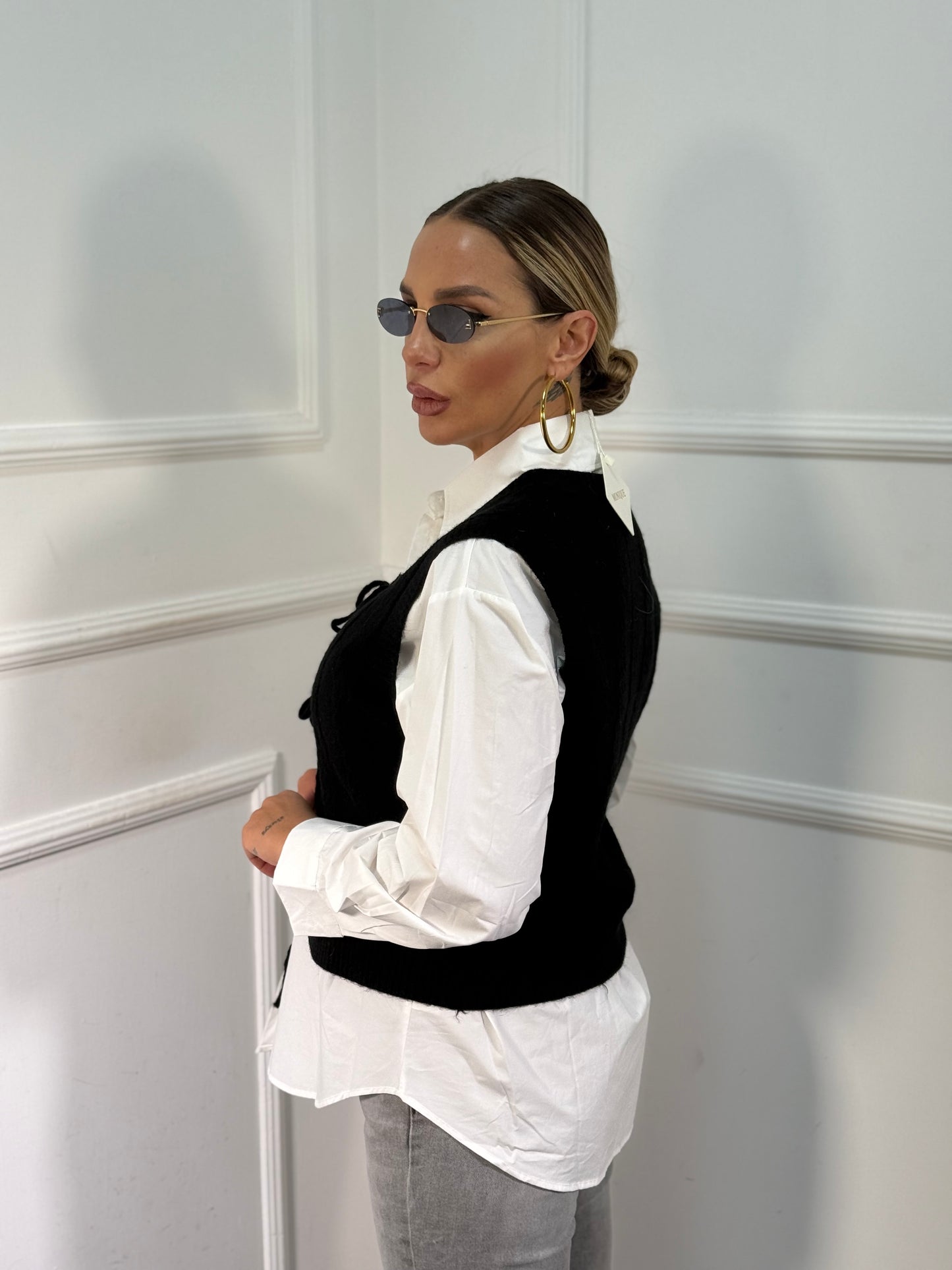 Camicia con cardigan Polly nero 17169