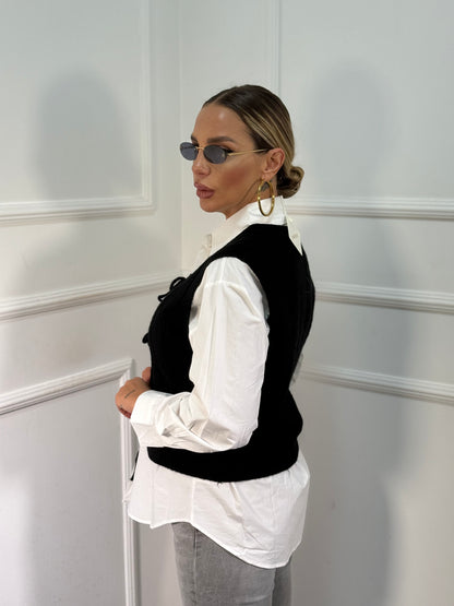 Camicia con cardigan Polly nero 17169