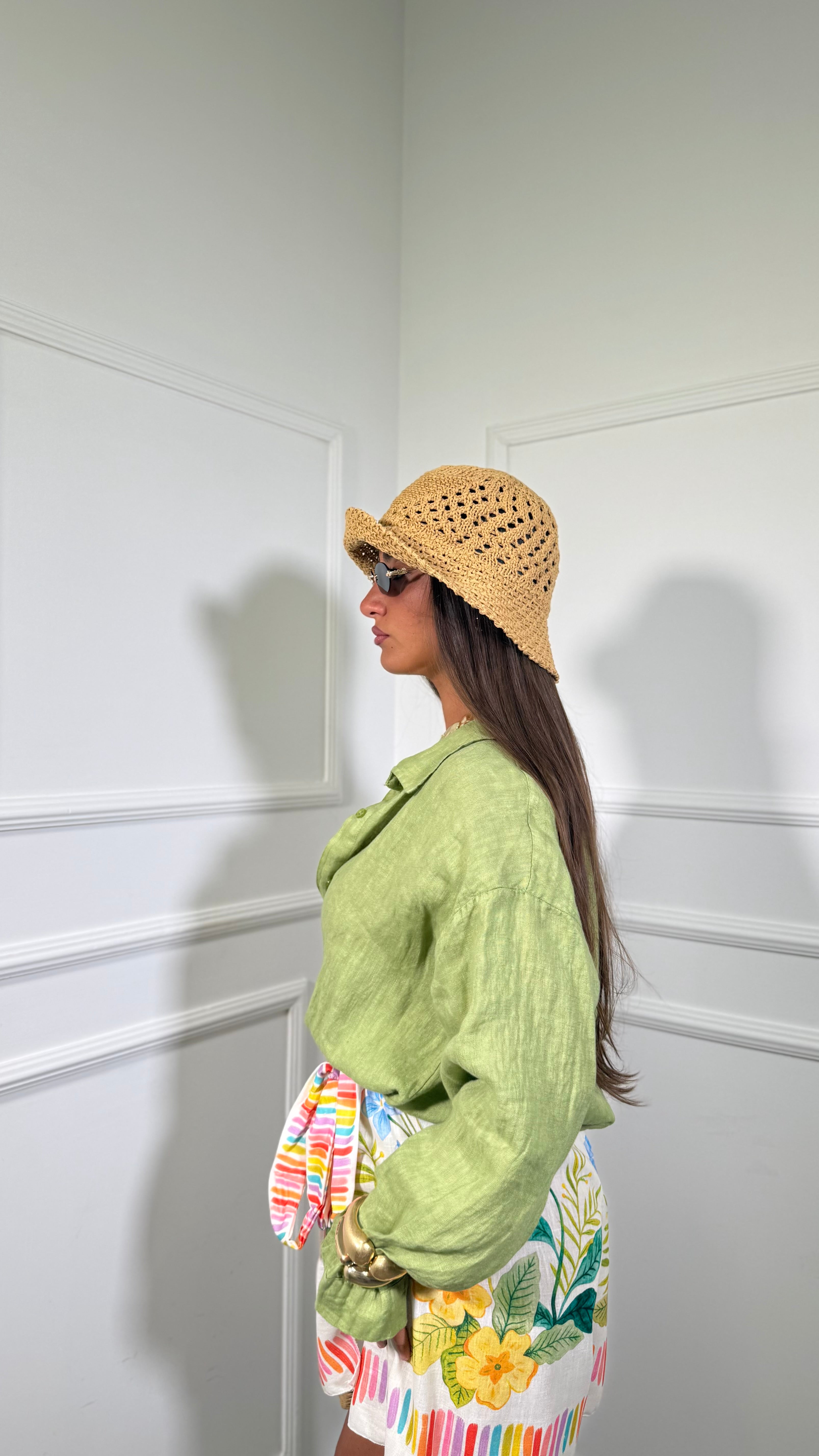Camicia misto lino Sunny verde avocado 26693