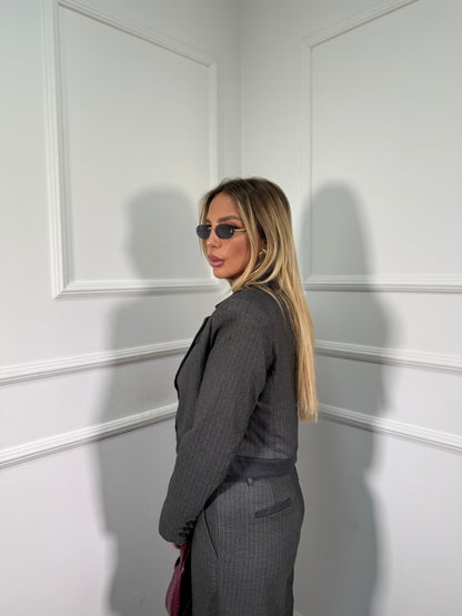 Tailleur gessato James grigio scuro b9626/27