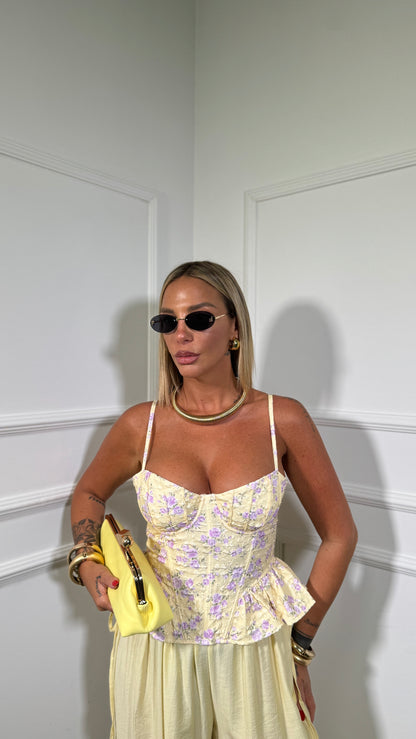 Bustier micro fiori steccato Silena giallo 71027