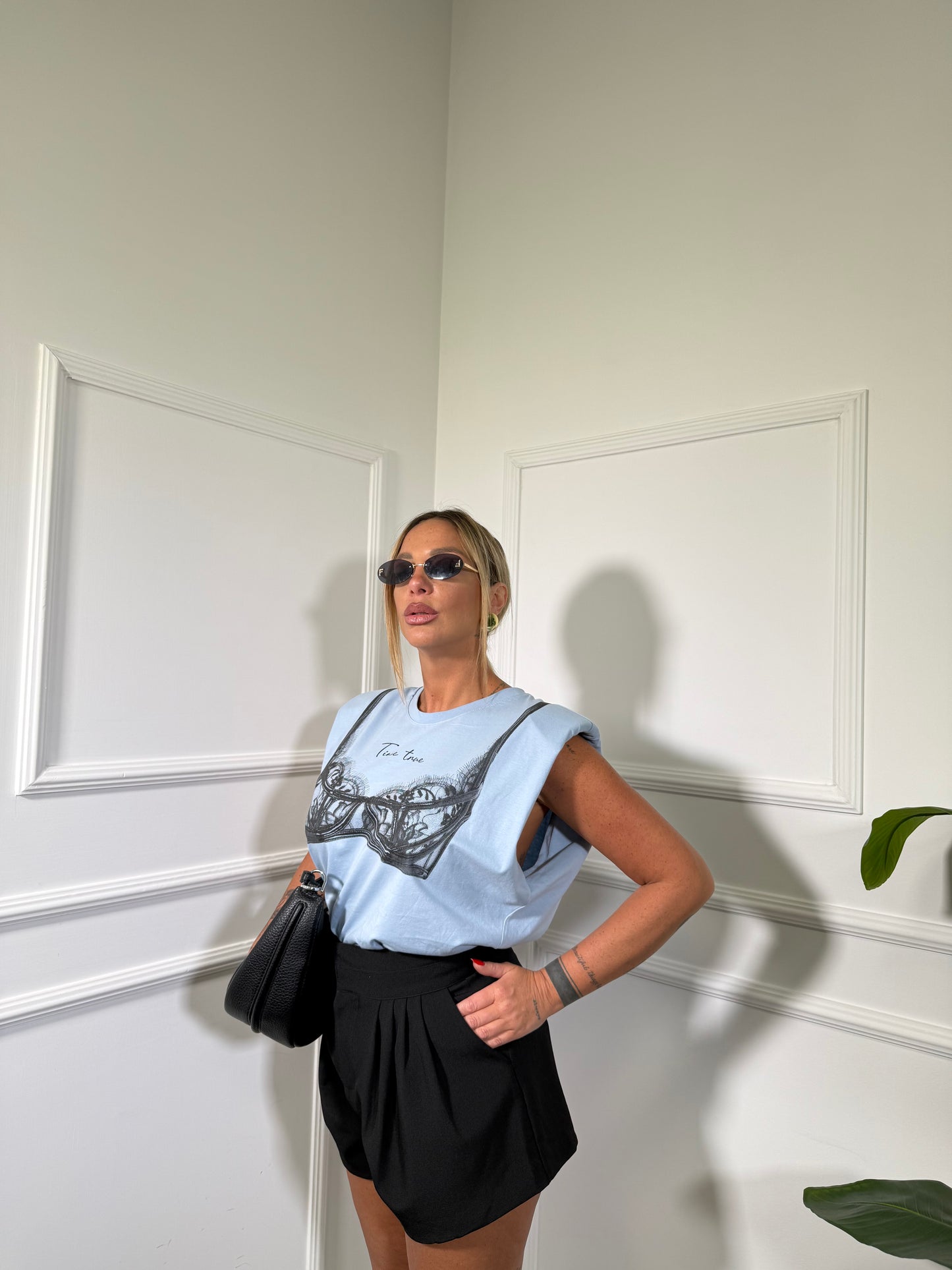 Shorts bustino alto Carrie nero 2772
