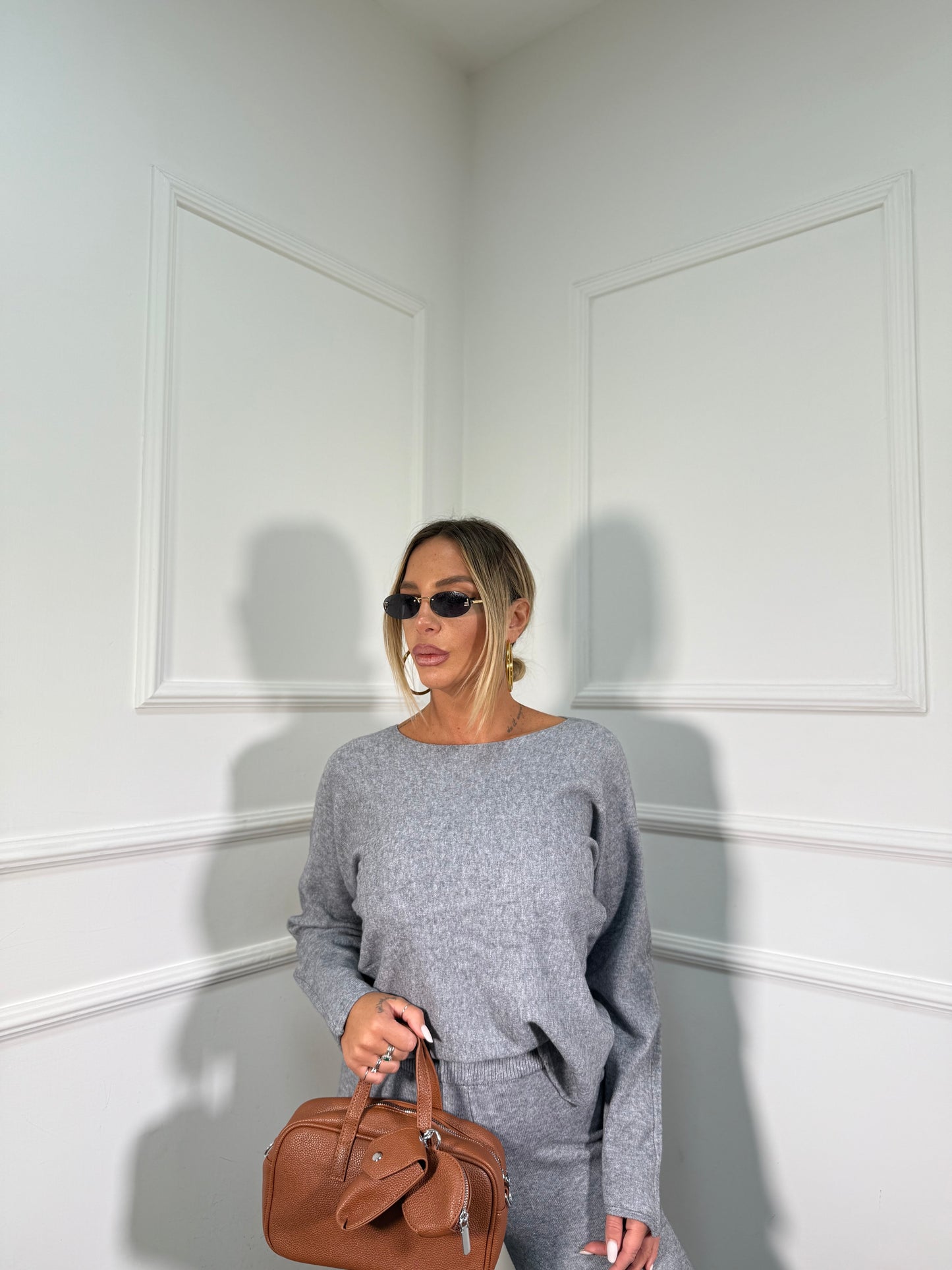 Coordinato in lana rasata Daily grigio 0810