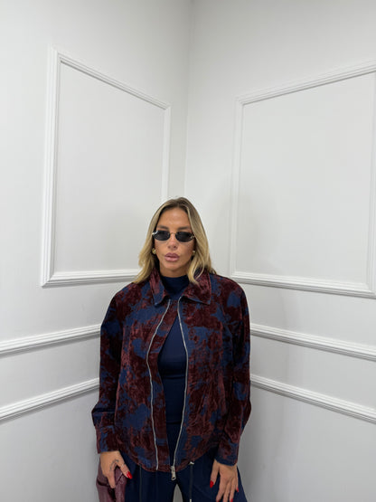 Giubbino in denim e velluto Kansas bordeaux tr697