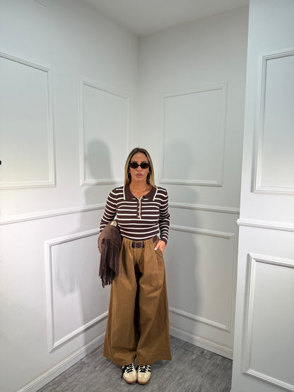 Pantaloni palazzo 7/8 Cathy kaki by justwest 26100p