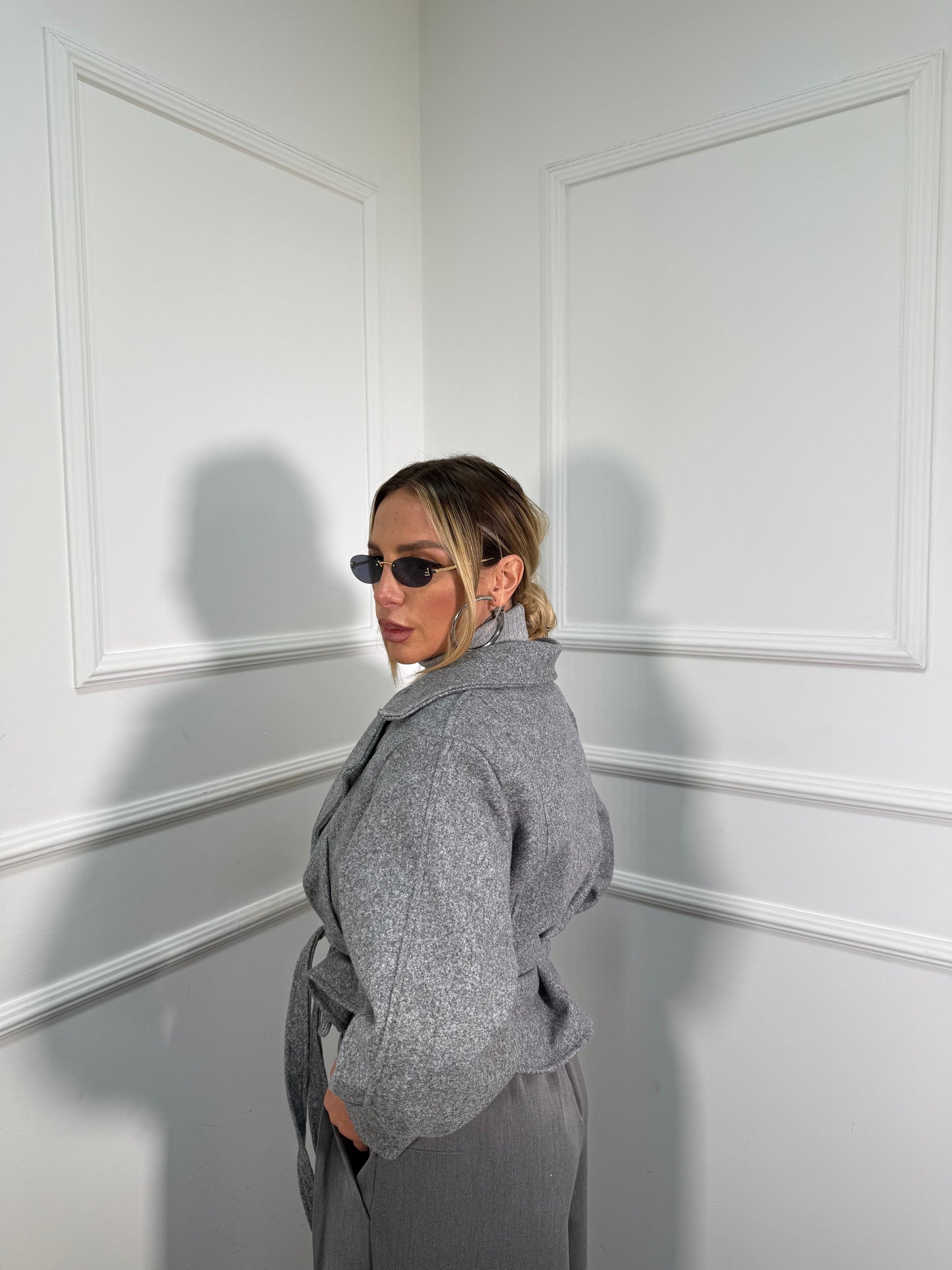 Trench crop in panno Miranda grigio 6801