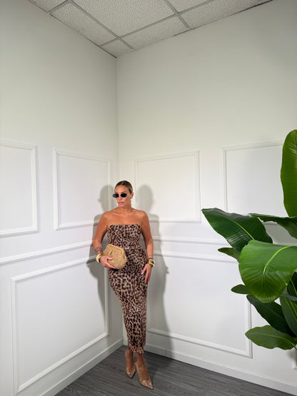 Abito midi in chiffon maculato