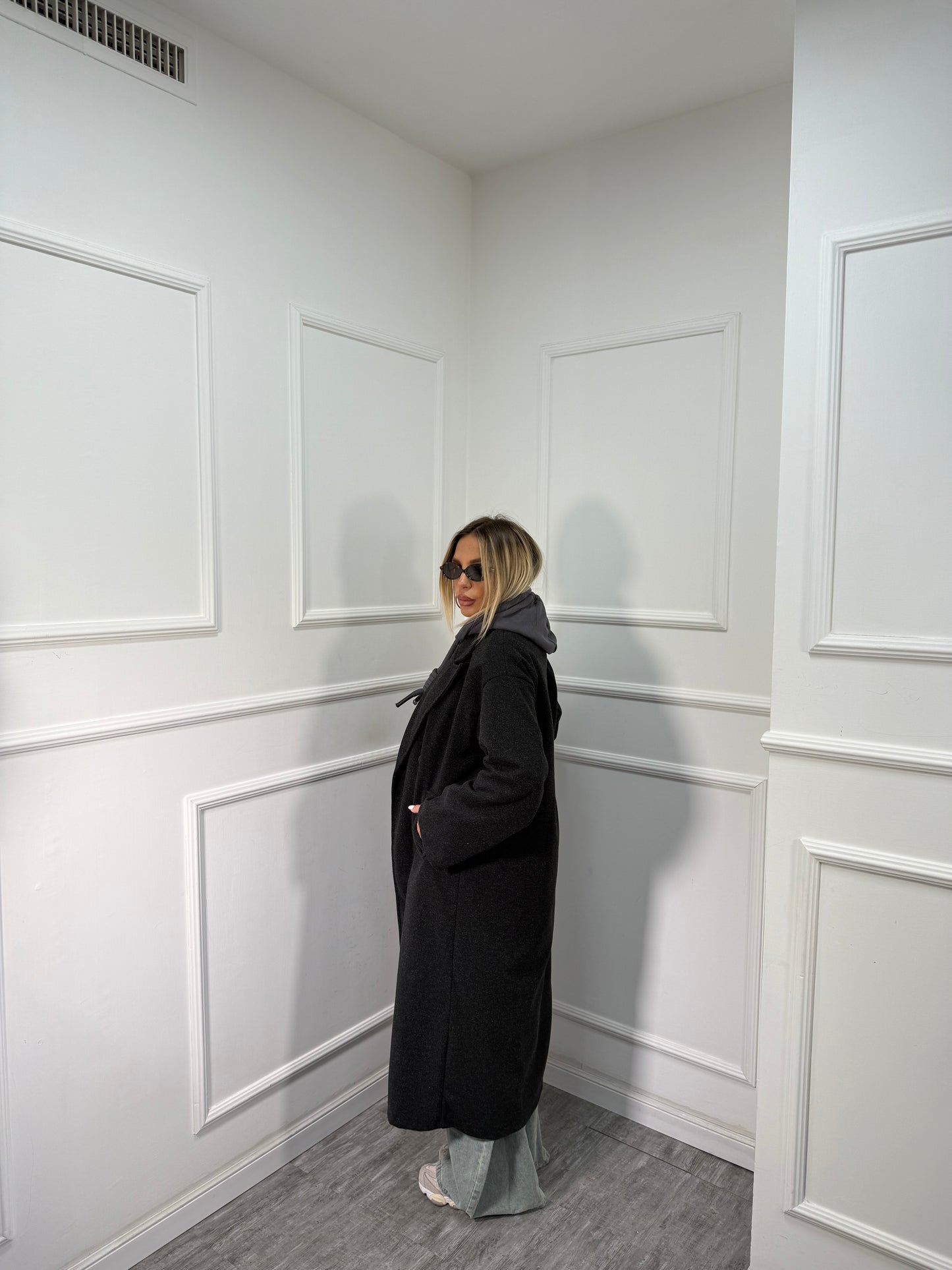 Cappotto oversize lana cotta New Yorker grigio antracite 88793