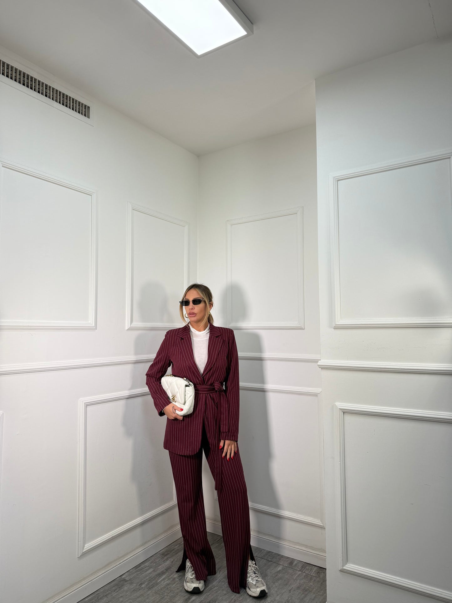 Tailleur gessato Katrin bordeaux 30575