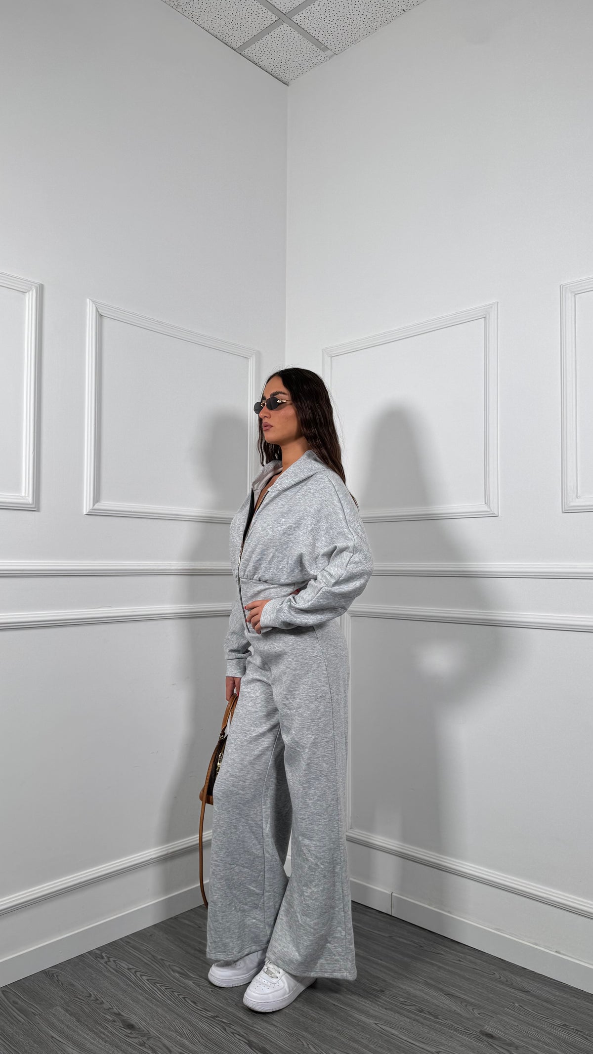 Jumpsuit in tuta a trombetta Gresya grigia 22120