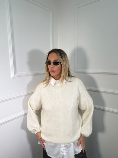 Pullover lana cotta Marshmallow panna a2412