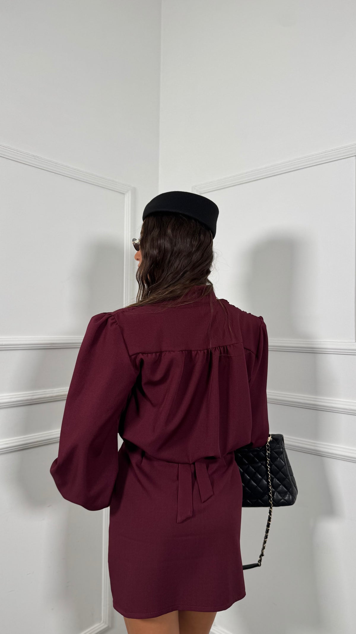 Chemisier corto con spalline Amour bordeaux 7227