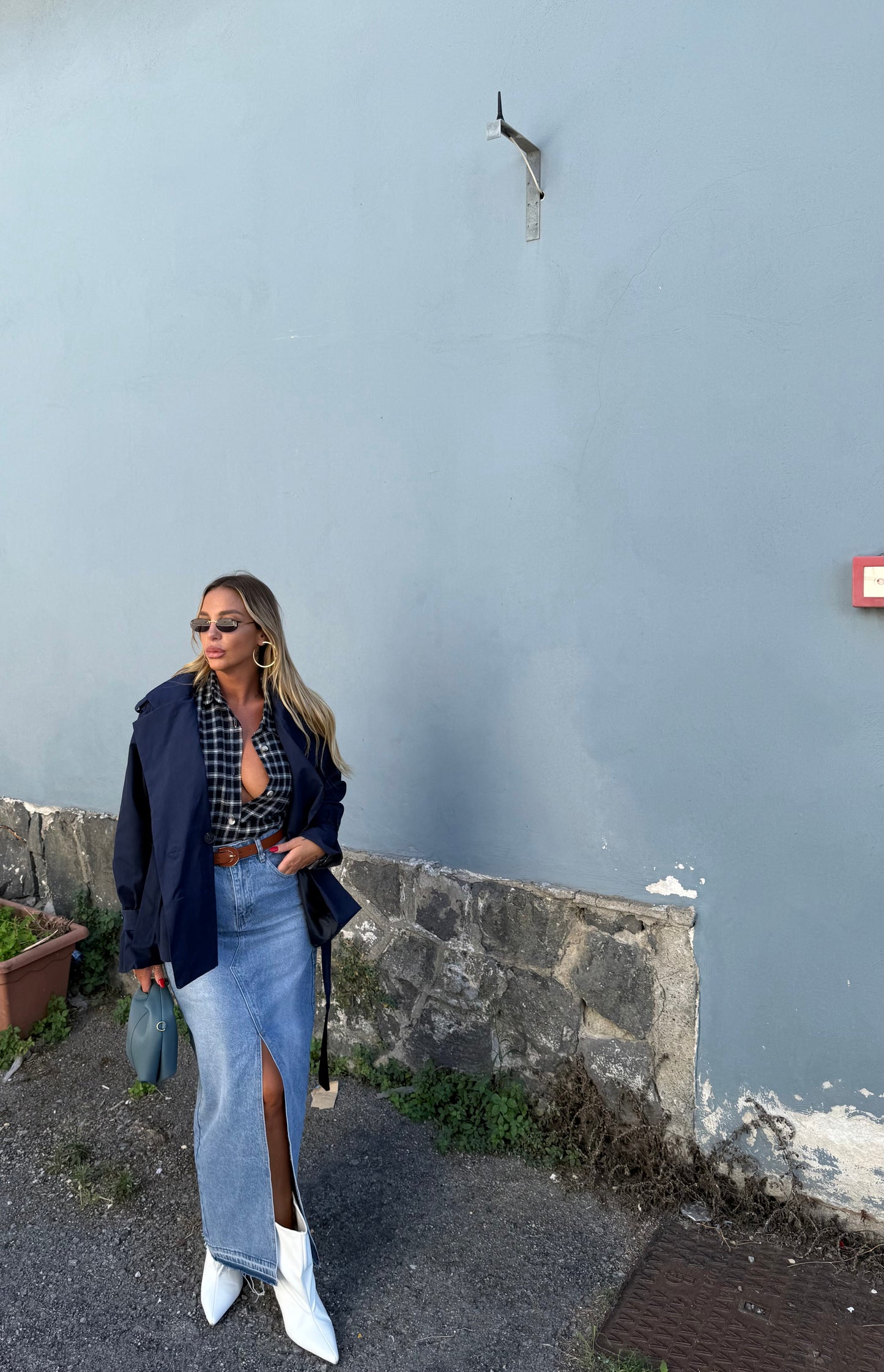 Trench con fusciacca Daisy blu m13348