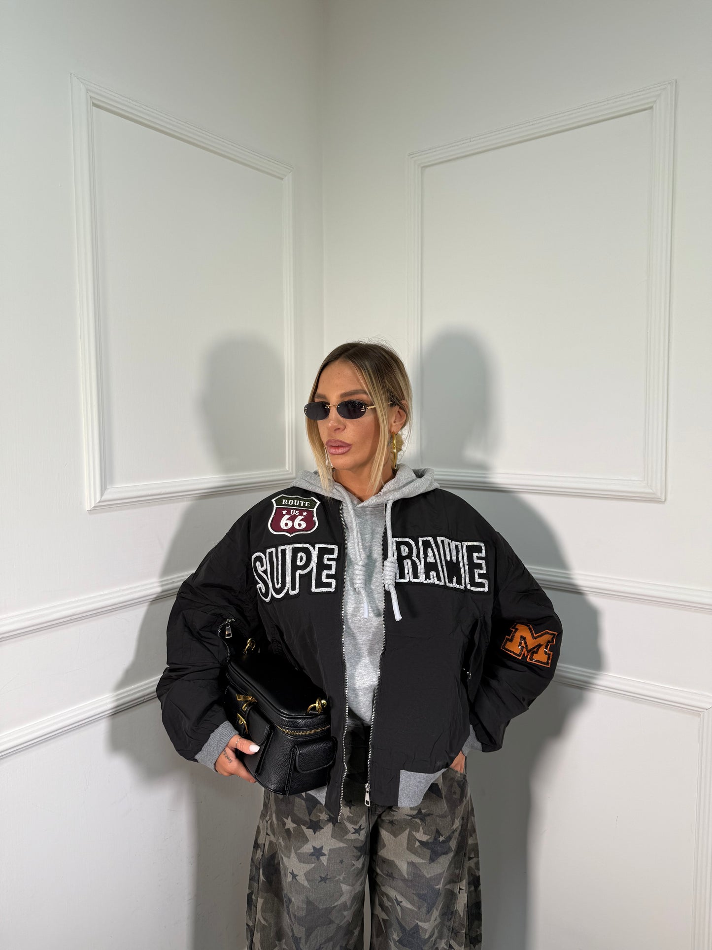 Bomber Route 66 nero premium quality yt30054