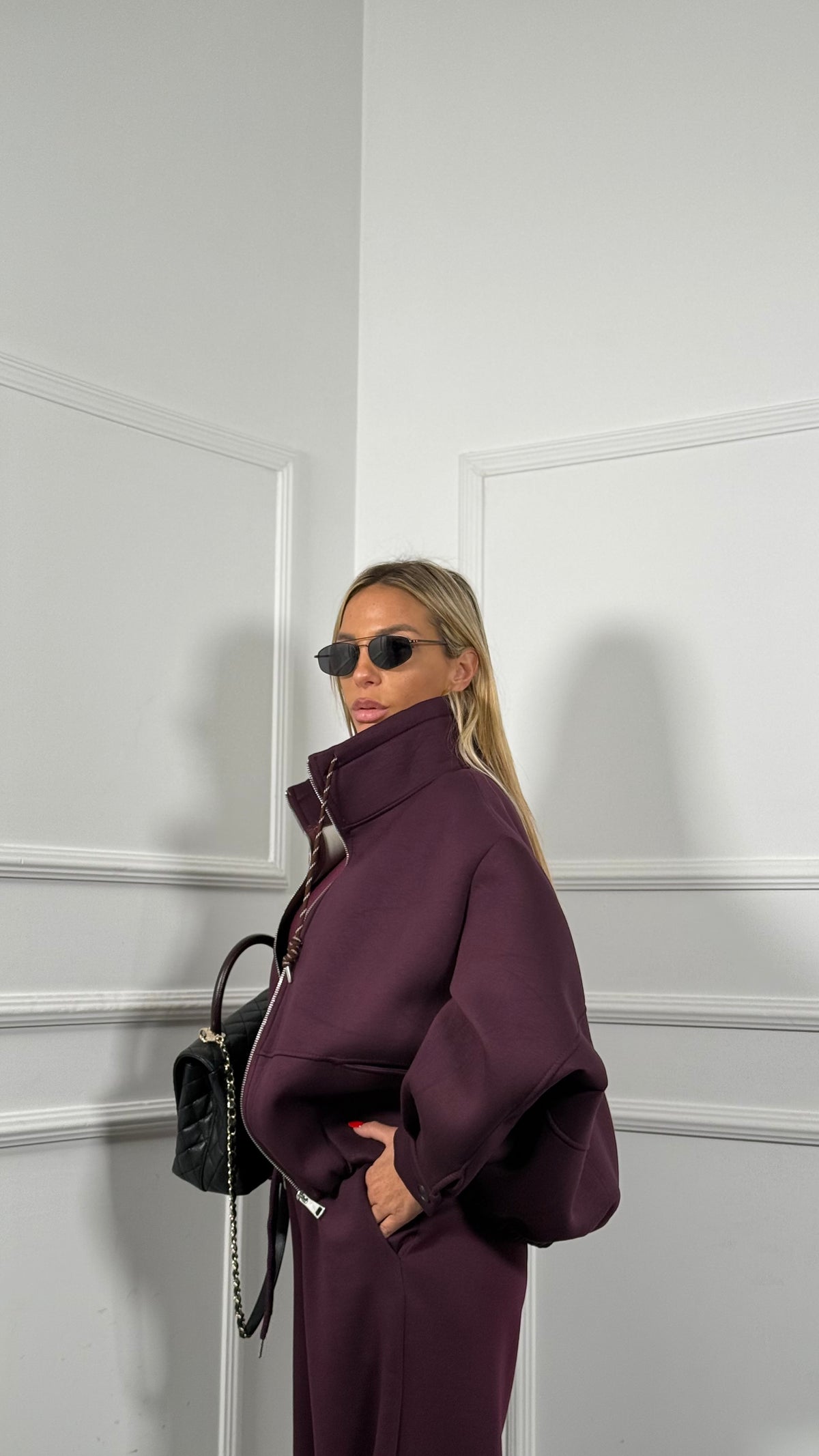 Giubbino in felpa neoprene Elena borgogna m8829
