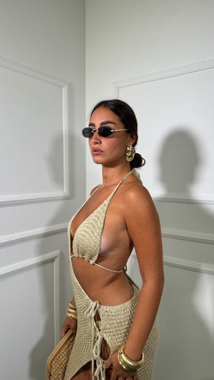Abito midi in filo lurex Eden oro ab-8136-lx
