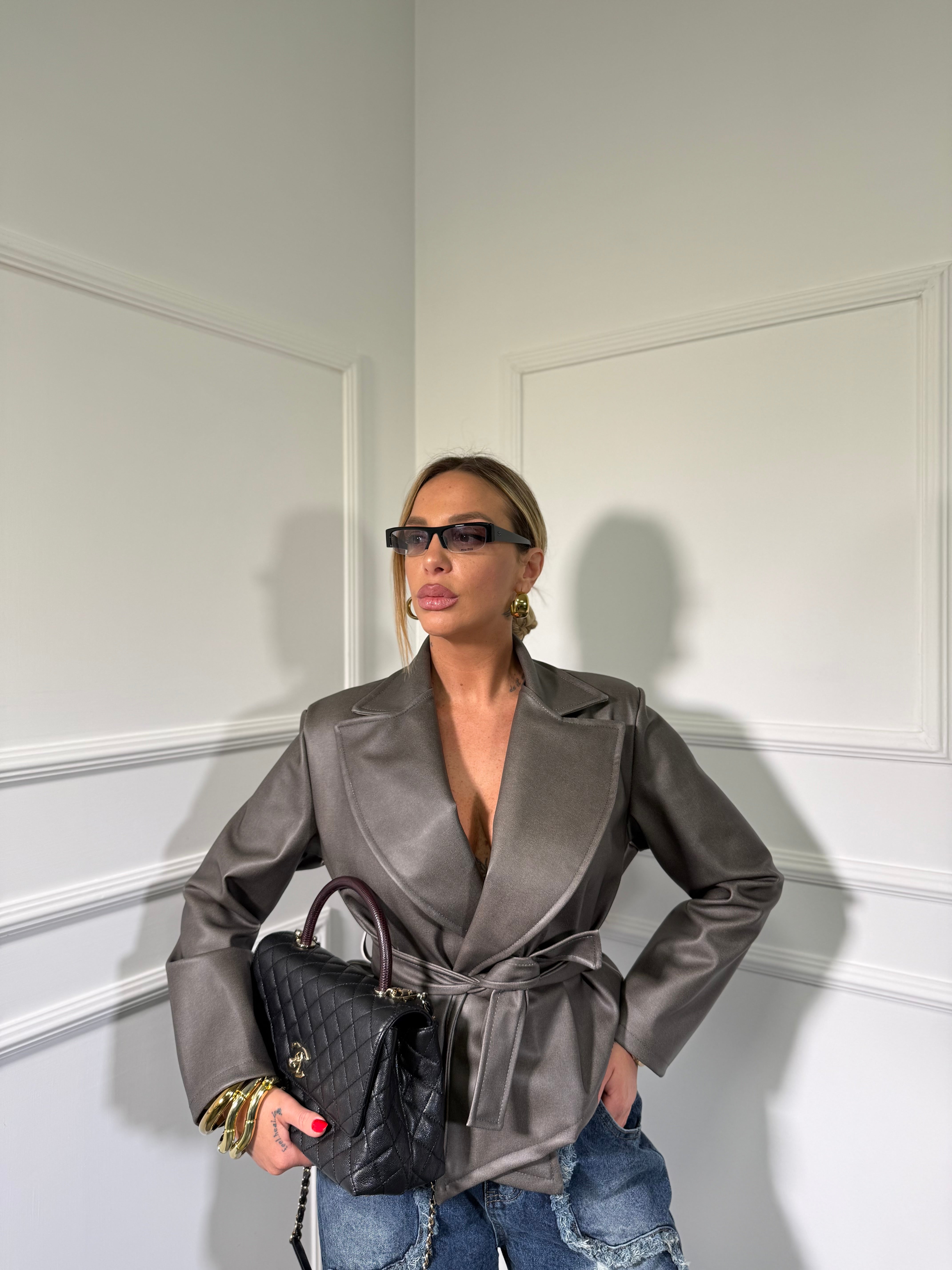 Giacca ecopelle avvitata con spalline Jamilia (vari colori) 9940