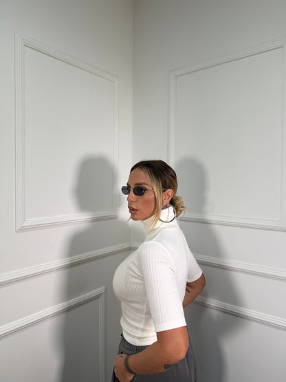 Maglioncino costine collo alto Work bianco 5257