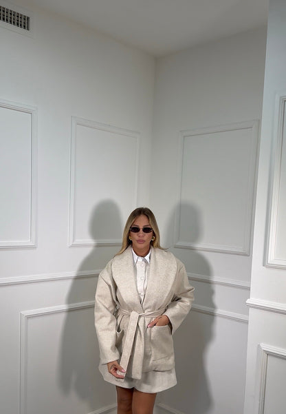 Cappotto in lana cotta Cherì panna m11146