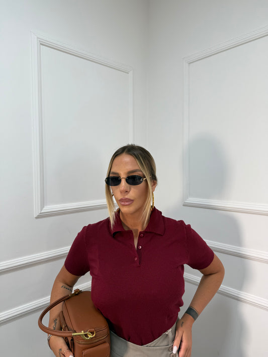 Polo in lana pettinata Carol bordeaux 8203