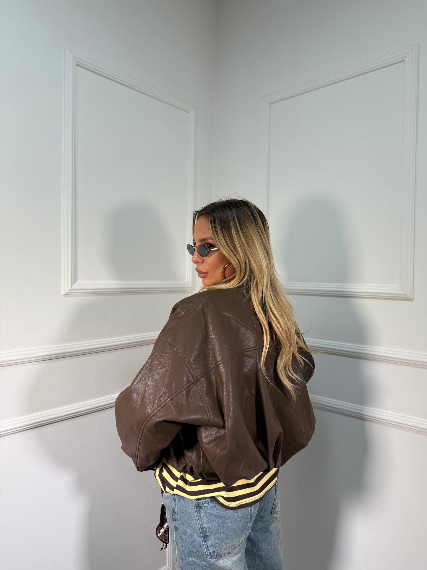 Giacca ecopelle Sidney moca premium quality har005