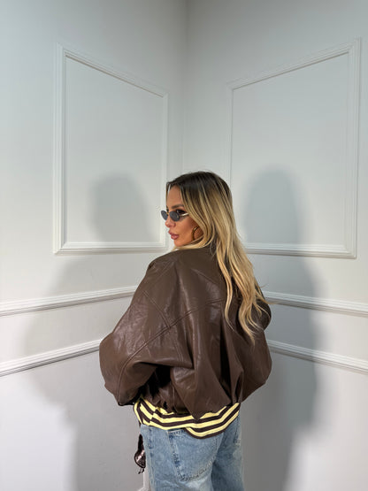 Giacca ecopelle Sidney moca premium quality har005