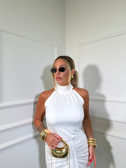 Abito lungo in lycra scollo sul retro Woman bianco