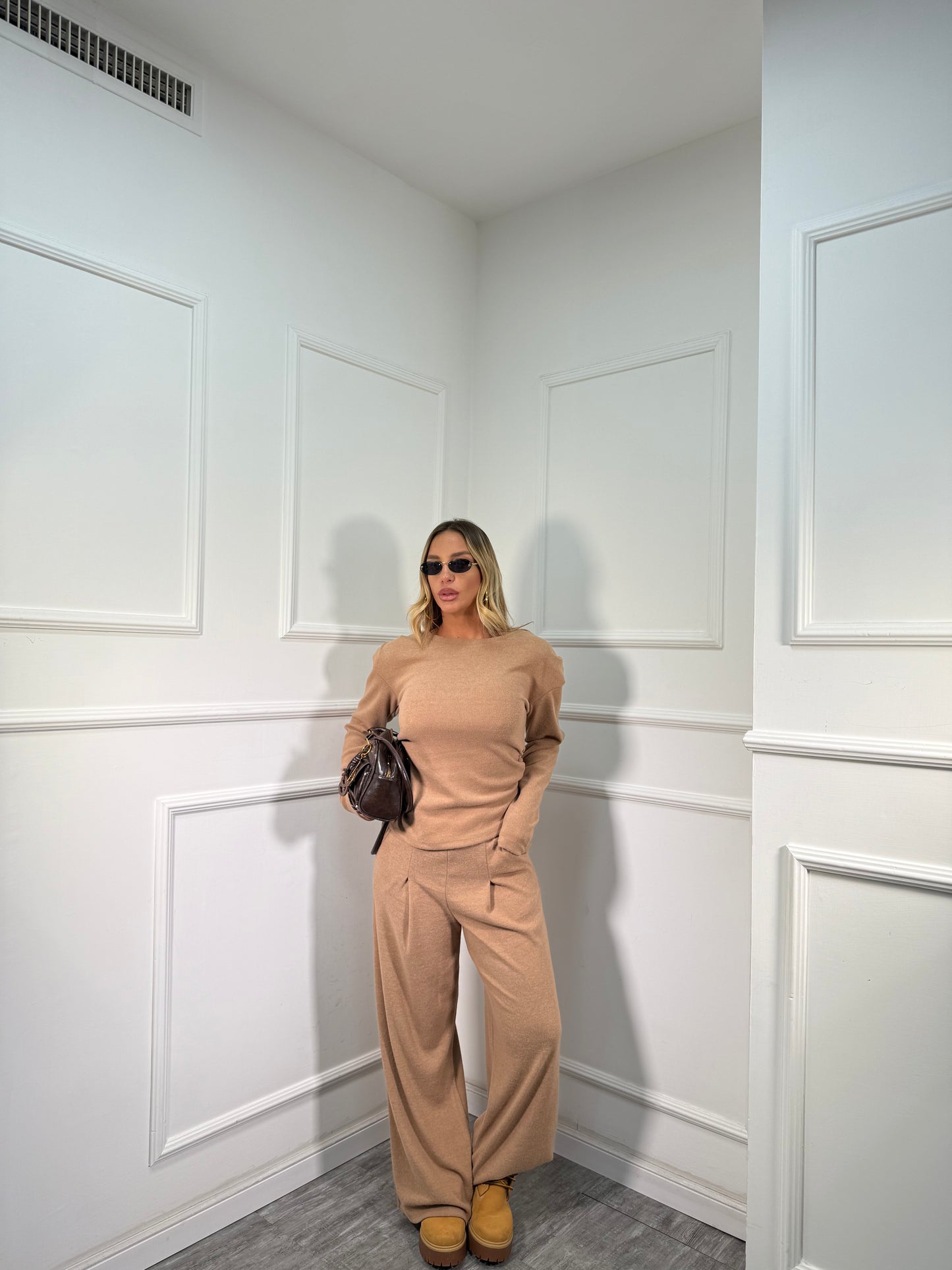 Coordinato in lanetta Cookie camel 21335