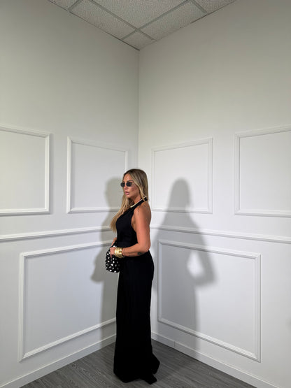 Jumpsuit in viscosa con cinturone Cherlys nero 905837