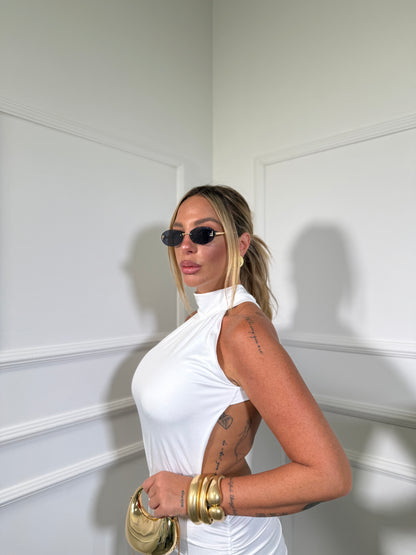 Abito lungo in lycra scollo sul retro Woman bianco